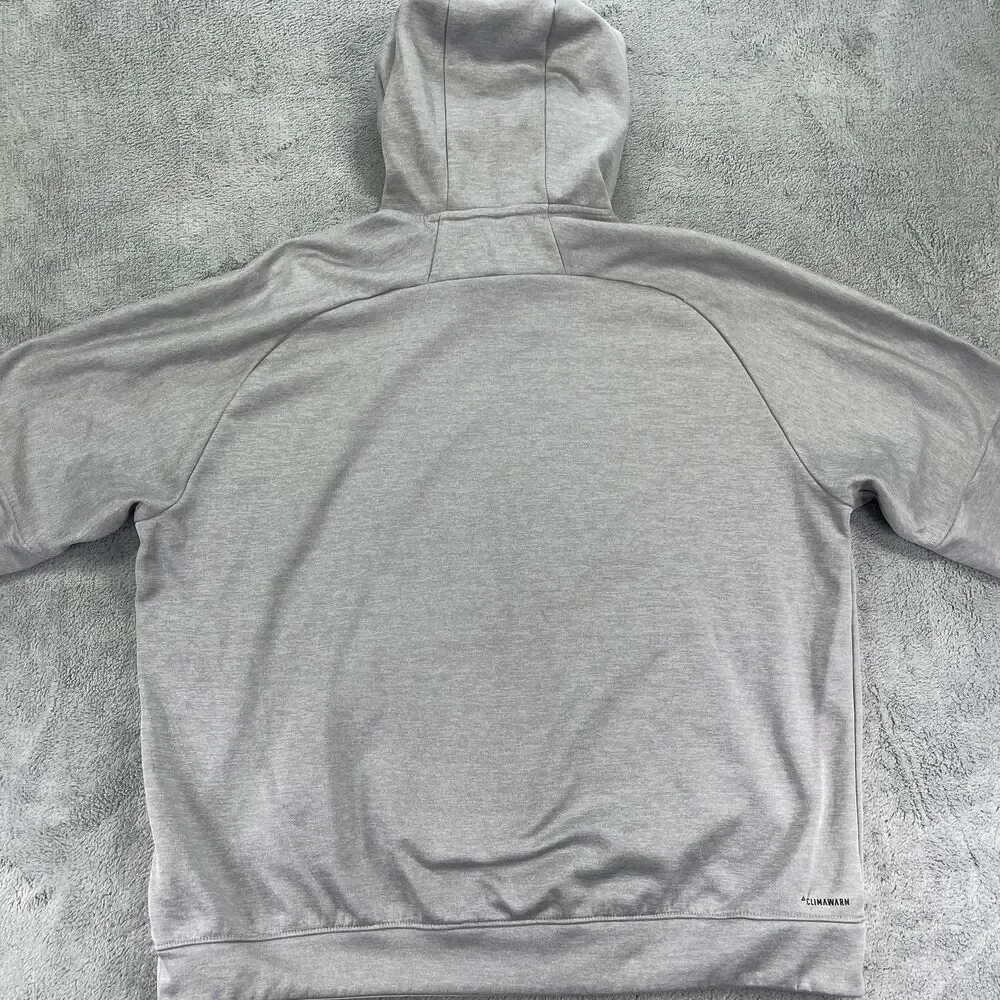 Adidas Hoodie‎ Men 2XL Gray ClimaWarm Pullover Sweatshirt Athletic Logo
